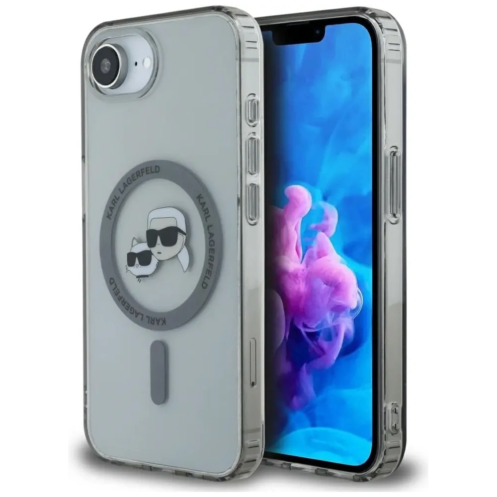 Etui Karl Lagerfeld IML Metal Karl & Choupette Heads MagSafe do Apple iPhone 16e czarny