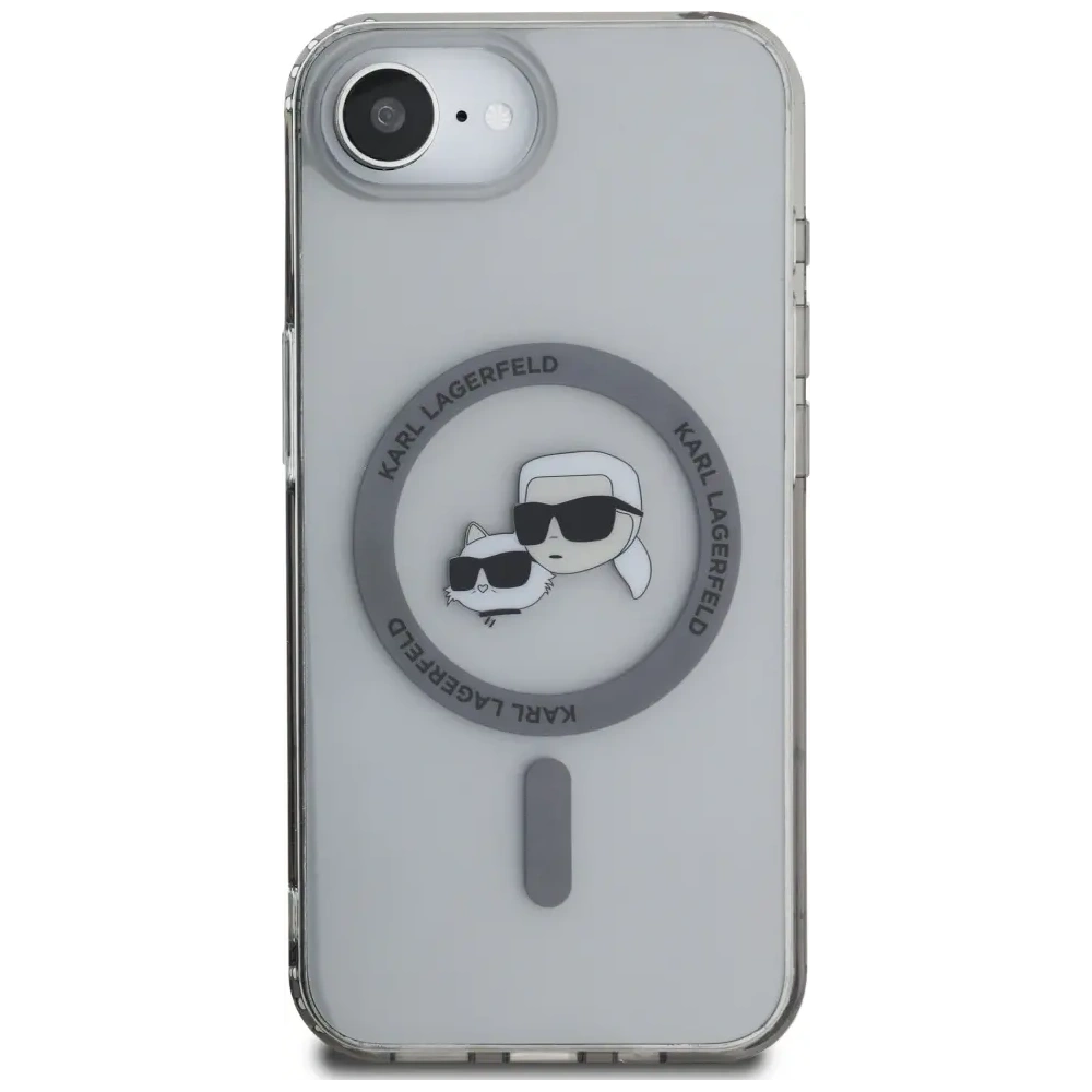 Etui Karl Lagerfeld IML Metal Karl & Choupette Heads MagSafe do Apple iPhone 16e czarny