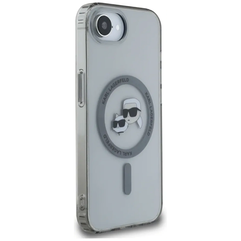 Etui Karl Lagerfeld IML Metal Karl & Choupette Heads MagSafe do Apple iPhone 16e czarny