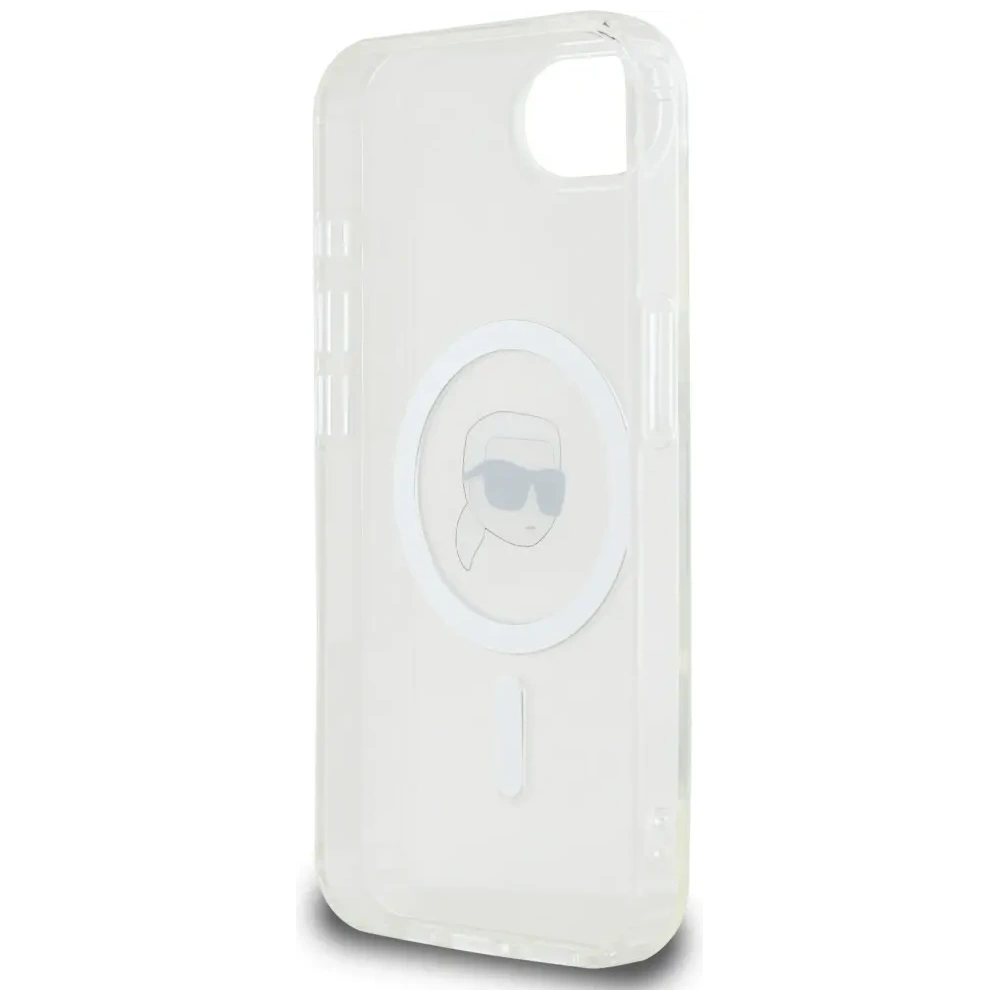 Etui Karl Lagerfeld IML Metal Karl Head MagSafe do Apple iPhone 16e biały