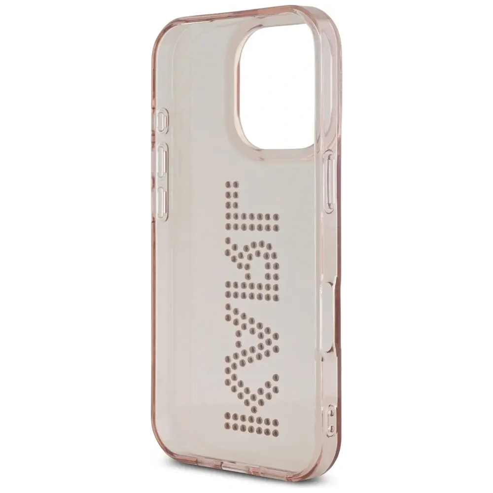 Etui Karl Lagerfeld IML Rhinestones Logo do Apple iPhone 16 Pro Max różowy