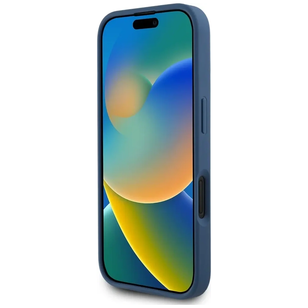 Etui Guess Grained Roses Big 4G logo do Apple iPhone 16 niebieski