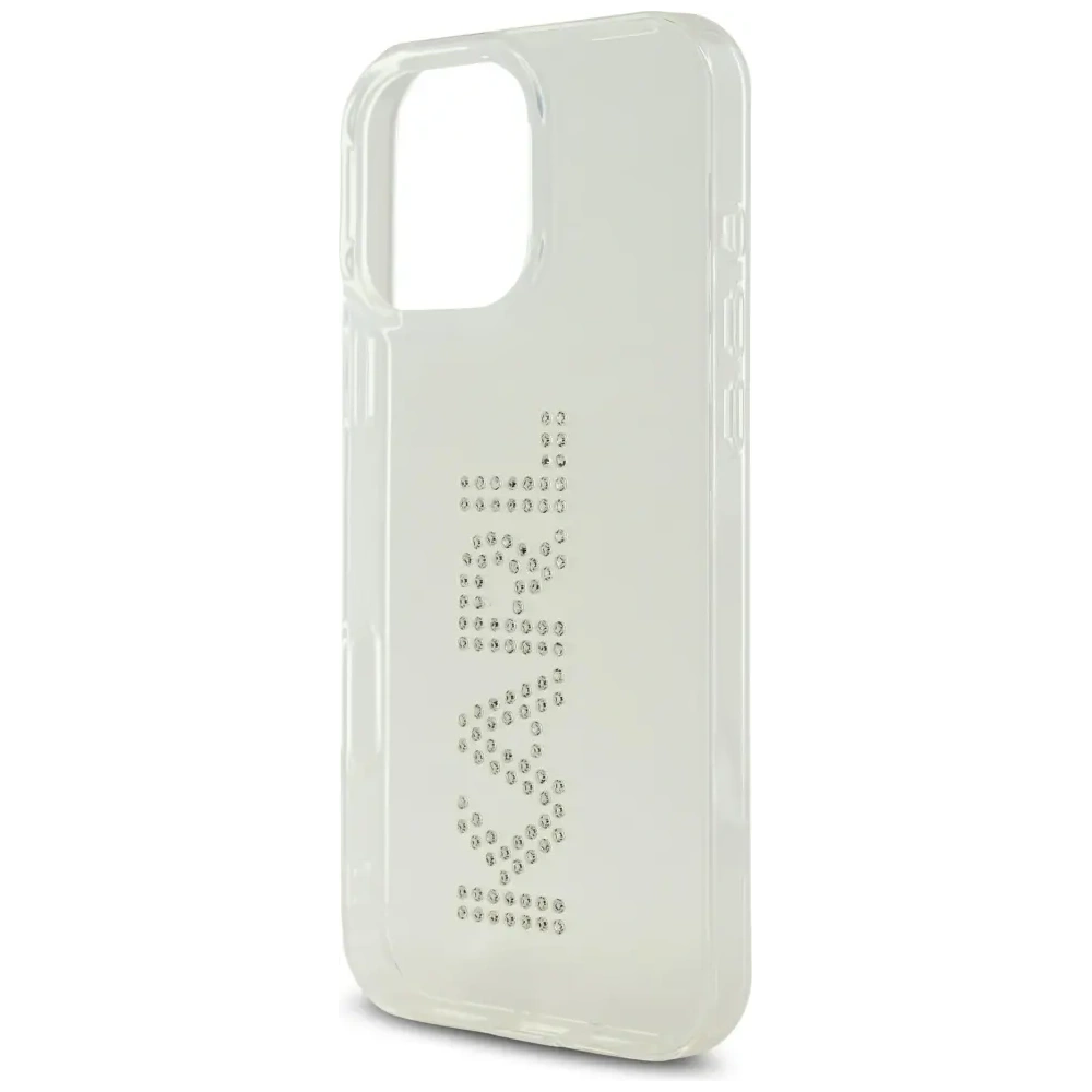 Etui Karl Lagerfeld IML Rhinestones Logo do Apple iPhone 16 Pro przezroczysty