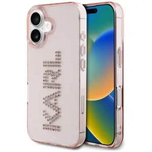 Buy Karl Lagerfeld IML Rhinestones Logo Apple iPhone 16 pink - KLD22018 - {ean13} - Home Screen Store Europe