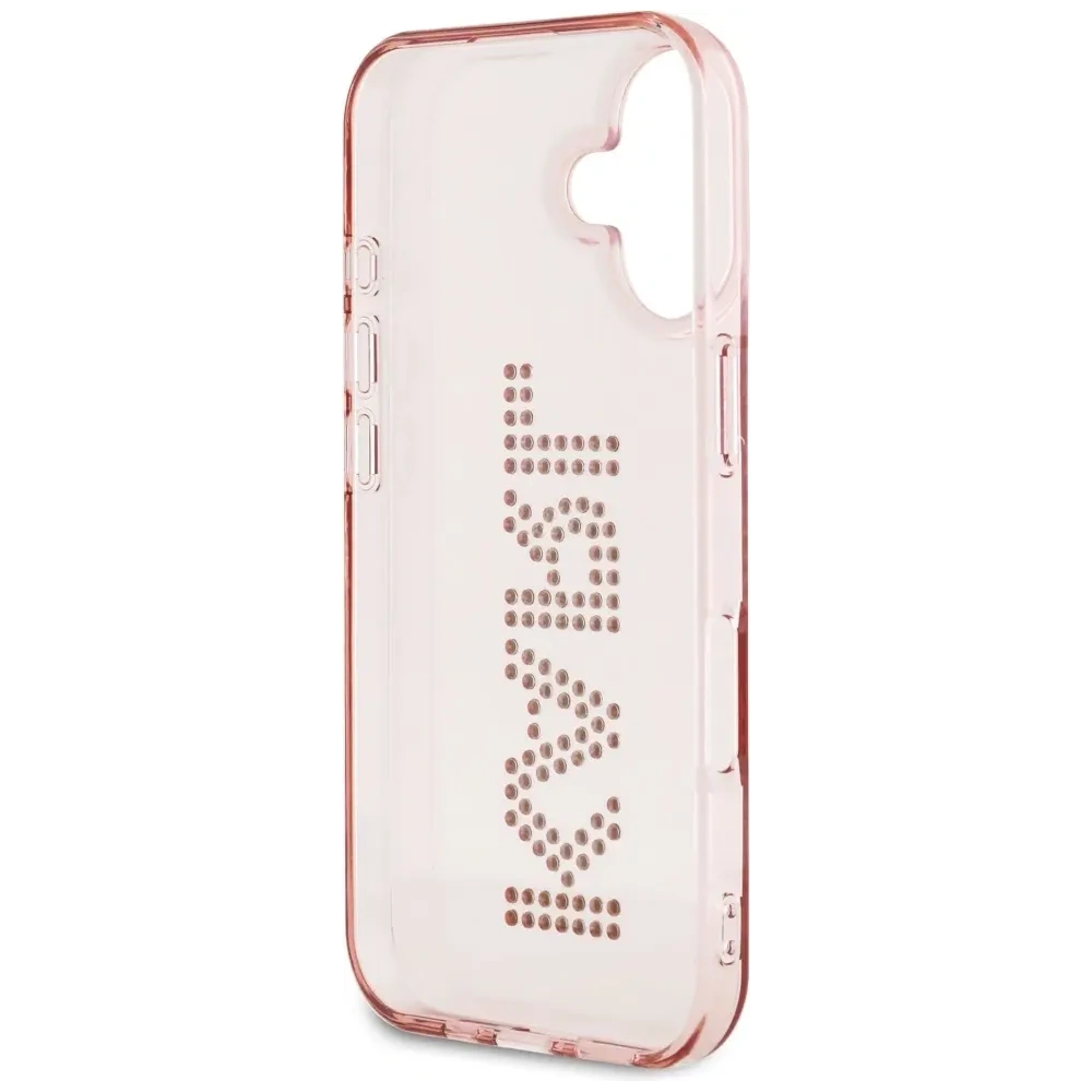 Etui Karl Lagerfeld IML Rhinestones Logo do Apple iPhone 16 różowy