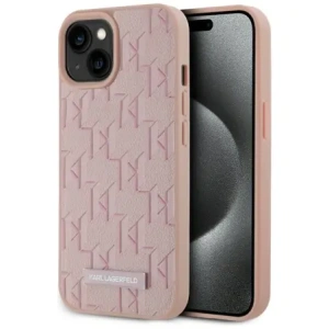 Kup Etui Karl Lagerfeld Leather Monogram Metal Logo MagSafe do Apple iPhone 15 różowy - KLD22019 - {ean13} - Sklep Home Screen