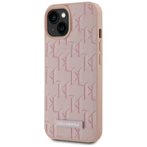 Kup Etui Karl Lagerfeld Leather Monogram Metal Logo MagSafe do Apple iPhone 15 różowy - KLD22019 - {ean13} - Sklep Home Screen