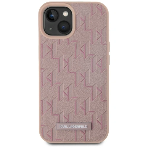 Kup Karl Lagerfeld Leder Monogram Metalllogo MagSafe Apple iPhone 15 pink - KLD22019 - {ean13} - Sklep Home Screen