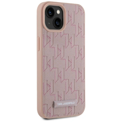 Kup Karl Lagerfeld Bőr Monogram Fém Logó MagSafe Apple iPhone 15 rózsaszín - KLD22019 - {ean13} - Sklep Home Screen