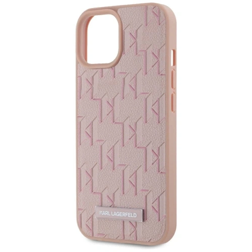 Kup Karl Lagerfeld Leder Monogram Metalllogo MagSafe Apple iPhone 15 pink - KLD22019 - {ean13} - Sklep Home Screen