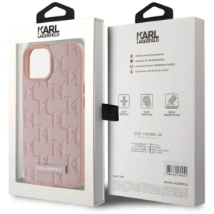 Kup Etui Karl Lagerfeld Leather Monogram Metal Logo MagSafe do Apple iPhone 15 różowy - KLD22019 - {ean13} - Sklep Home Screen