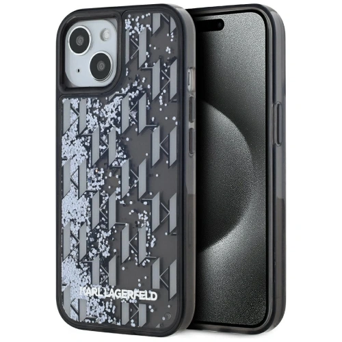 Kup Karl Lagerfeld Tekutý třpytivý monogramový gradient Apple iPhone 15 černý - KLD22020 - {ean13} - Sklep Home Screen