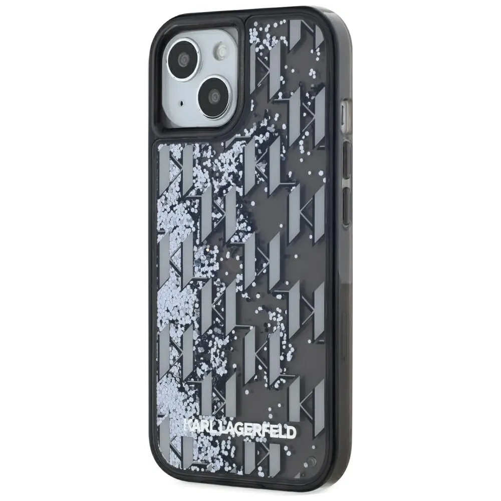 Etui Karl Lagerfeld Liquide Glitter Monogram Gradient do Apple iPhone 15 czarny