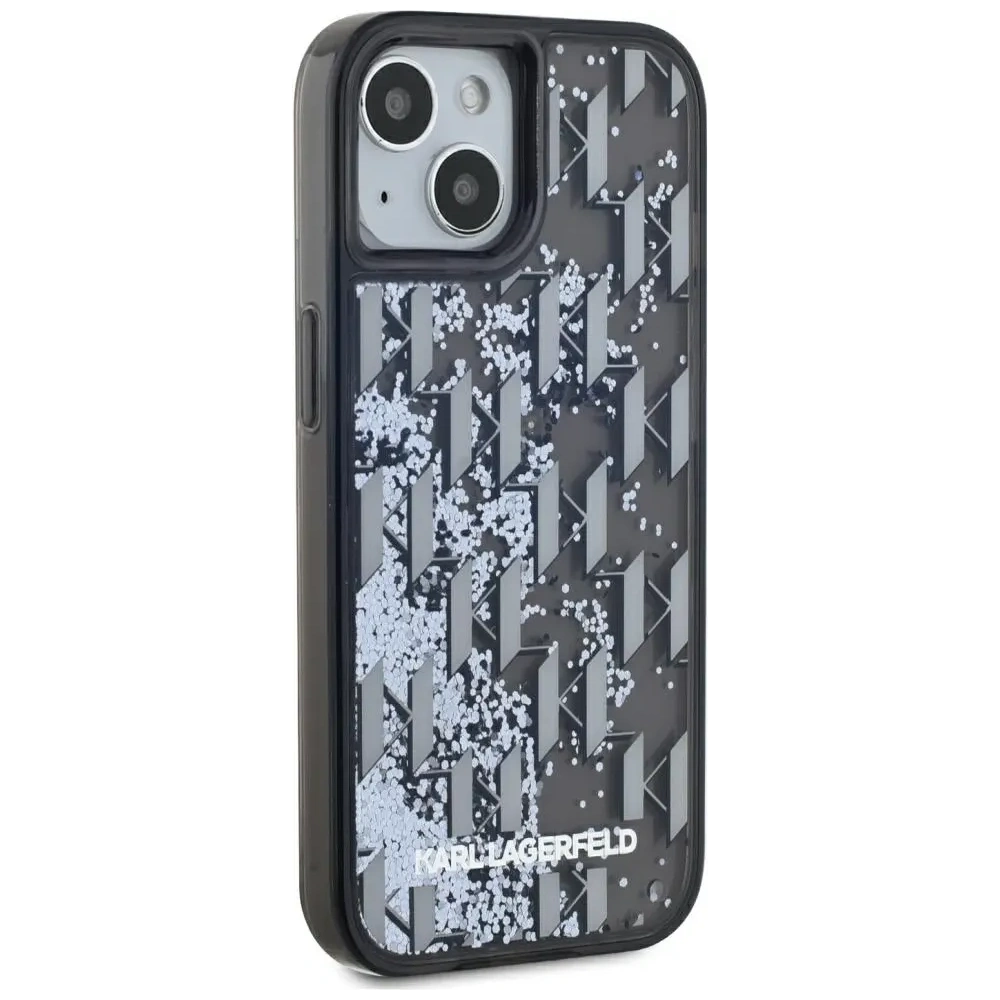 Etui Karl Lagerfeld Liquide Glitter Monogram Gradient do Apple iPhone 15 czarny