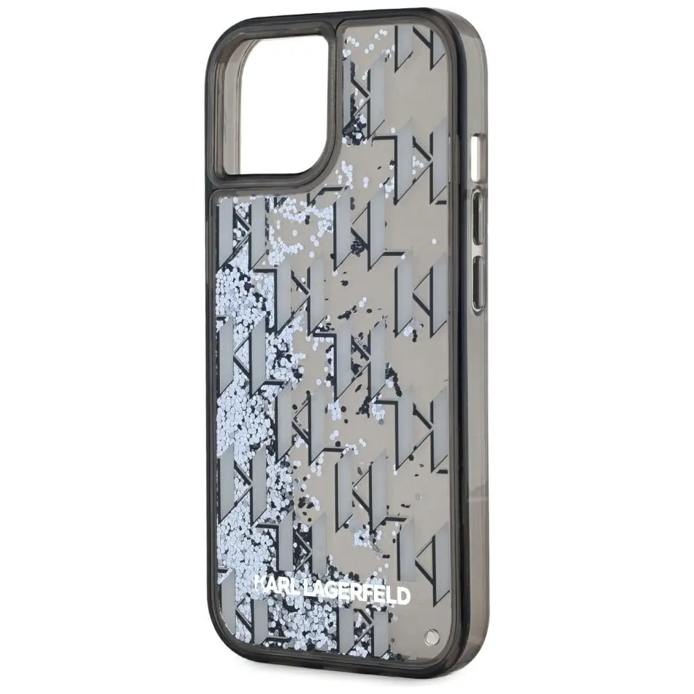 Etui Karl Lagerfeld Liquide Glitter Monogram Gradient do Apple iPhone 15 czarny