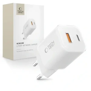Kup Tech-Protect NCM33W încărcător de rețea cu 2 porturi USB-A, USB-C PD 33W / QC3.0 Alb - THP4120 - {ean13} - Sklep Home Screen
