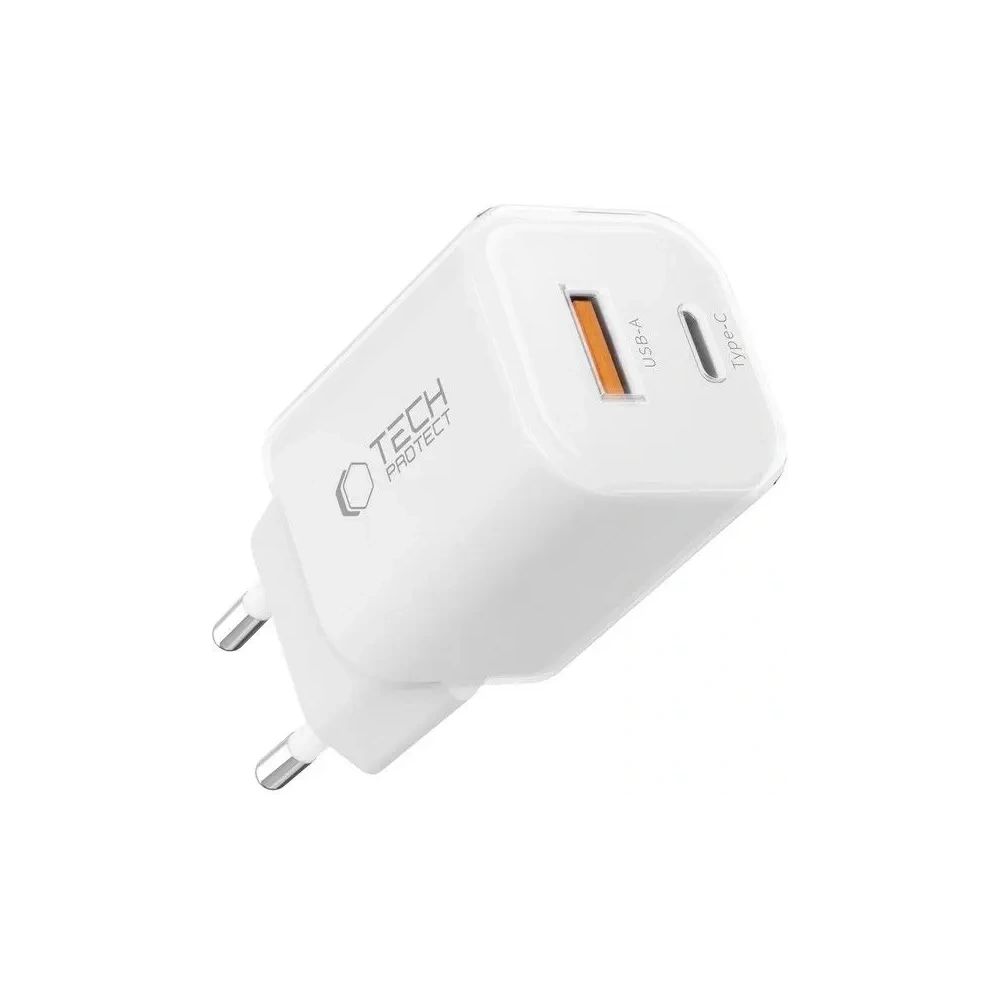 Ładowarka sieciowa Tech-Protect NCM33W 2-port USB-A, USB-C Network Charger PD 33W / QC3.0 White