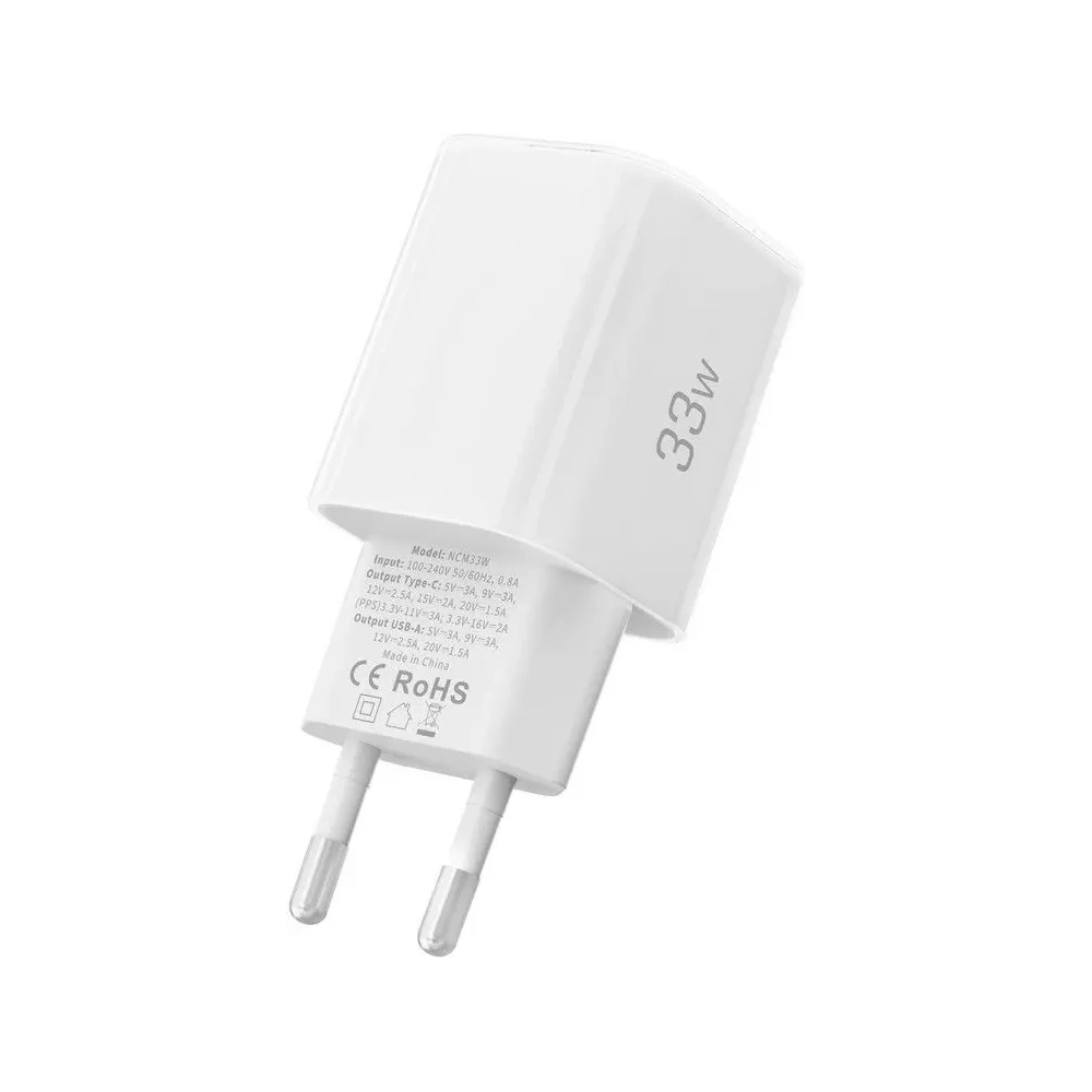 Ładowarka sieciowa Tech-Protect NCM33W 2-port USB-A, USB-C Network Charger PD 33W / QC3.0 White