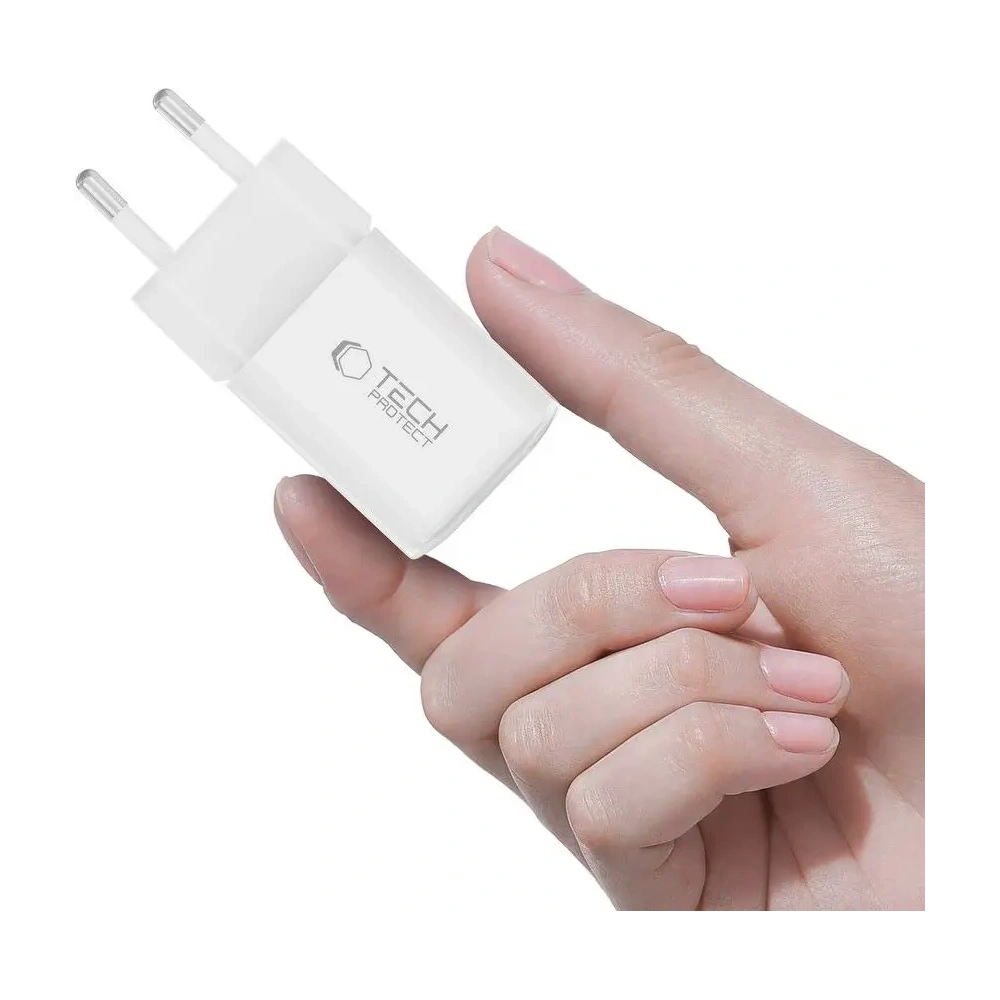 Ładowarka sieciowa Tech-Protect NCM33W 2-port USB-A, USB-C Network Charger PD 33W / QC3.0 White