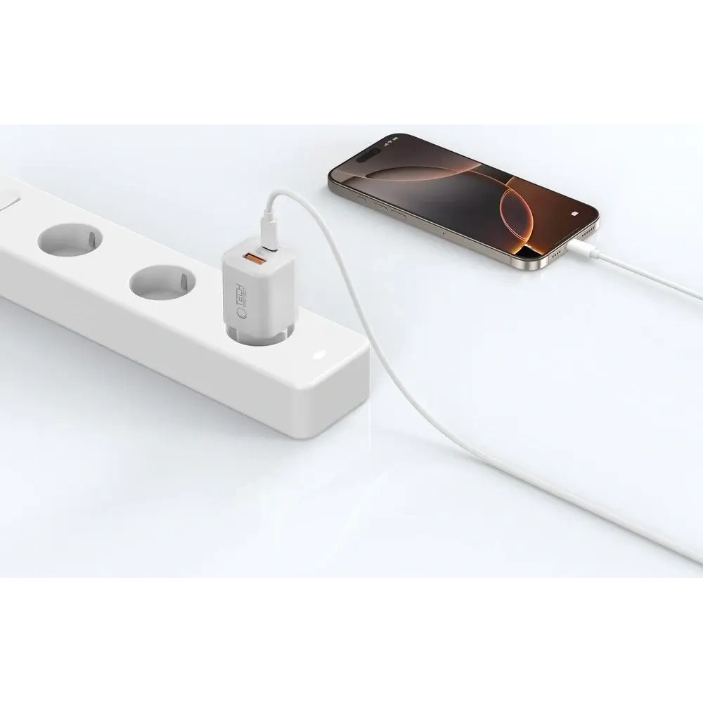 Ładowarka sieciowa Tech-Protect NCM33W 2-port USB-A, USB-C Network Charger PD 33W / QC3.0 White