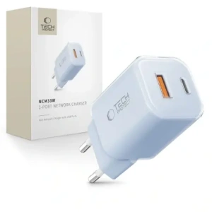 Kup Tech-Protect NCM33W Încărcător de rețea cu 2 porturi USB-A, USB-C PD 33W / QC3.0 Albastru deschis - THP4121 - {ean13} - Sklep Home Screen