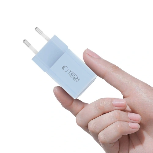 Kup Tech-Protect NCM33W Încărcător de rețea cu 2 porturi USB-A, USB-C PD 33W / QC3.0 Albastru deschis - THP4121 - {ean13} - Sklep Home Screen