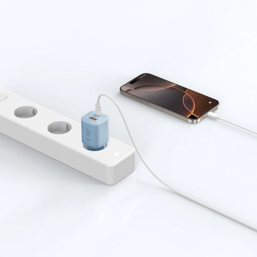 Kup Tech-Protect NCM33W Încărcător de rețea cu 2 porturi USB-A, USB-C PD 33W / QC3.0 Albastru deschis - THP4121 - {ean13} - Sklep Home Screen