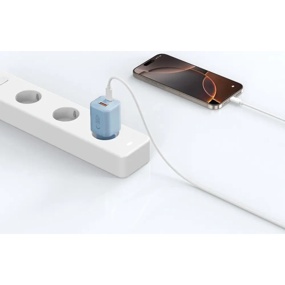 Ładowarka sieciowa Tech-Protect NCM33W 2-port USB-A, USB-C Network Charger PD 33W / QC3.0 Baby Blue