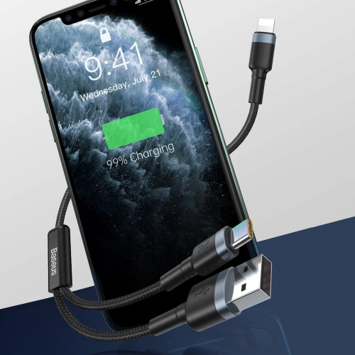 Kup Cablu USB / USB Tip C - Lightning Baseus Cafule PD 18W 2,4A 480 Mbps 1,2m (negru-gri) - BSU1502BLKGRY - {ean13} - Sklep Home Screen