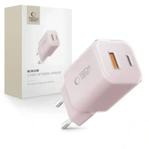 Kup Tech-Protect NCM33W Încărcător de rețea cu 2 porturi USB-A, USB-C PD 33W / QC3.0 Roz bebeluș - THP4122 - {ean13} - Sklep Home Screen