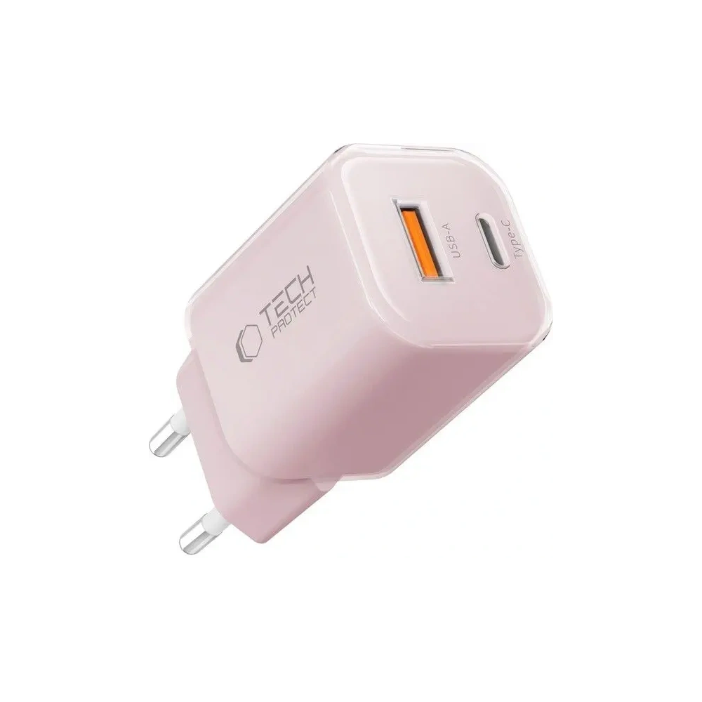 Ładowarka sieciowa Tech-Protect NCM33W 2-port USB-A, USB-C Network Charger PD 33W / QC3.0 Baby Pink