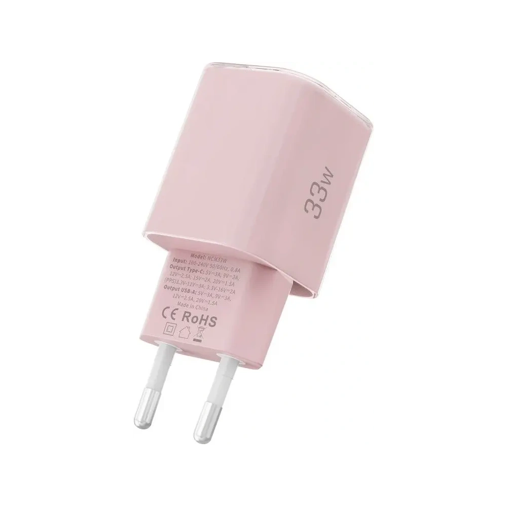 Ładowarka sieciowa Tech-Protect NCM33W 2-port USB-A, USB-C Network Charger PD 33W / QC3.0 Baby Pink