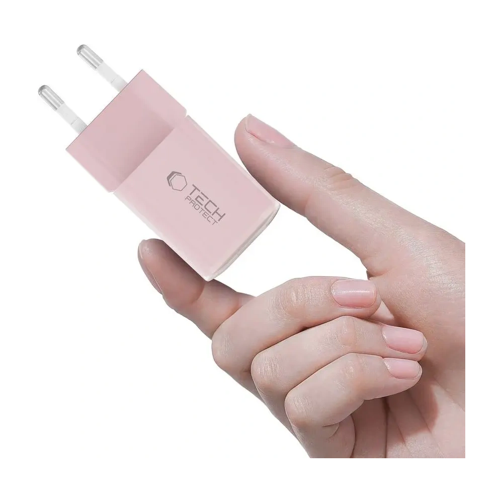 Ładowarka sieciowa Tech-Protect NCM33W 2-port USB-A, USB-C Network Charger PD 33W / QC3.0 Baby Pink