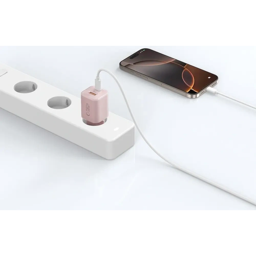 Ładowarka sieciowa Tech-Protect NCM33W 2-port USB-A, USB-C Network Charger PD 33W / QC3.0 Baby Pink