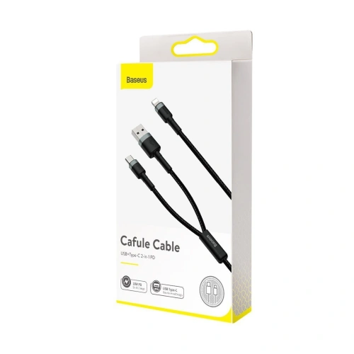 Kup Cablu USB / USB Tip C - Lightning Baseus Cafule PD 18W 2,4A 480 Mbps 1,2m (negru-gri) - BSU1502BLKGRY - {ean13} - Sklep Home Screen