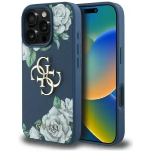 Buy Guess Grained Roses Big 4G logo Apple iPhone 16 Pro blue - GUE4537 - {ean13} - Home Screen Store Europe
