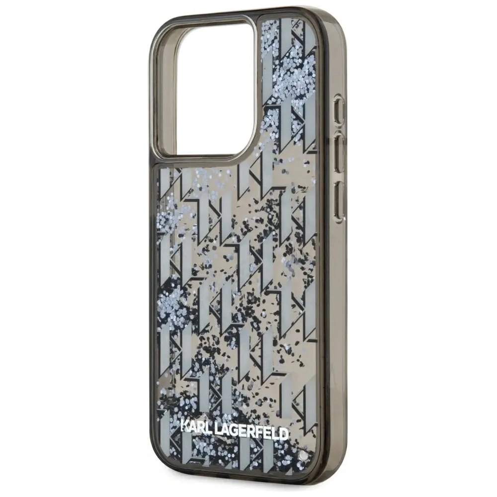 Etui Karl Lagerfeld Liquide Glitter Monogram Gradient do Apple iPhone 15 Pro czarny