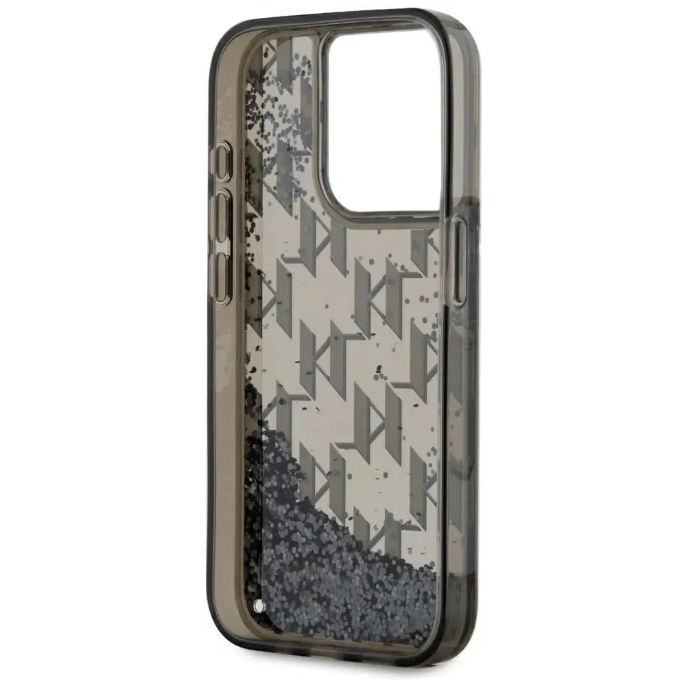 Etui Karl Lagerfeld Liquide Glitter Monogram Gradient do Apple iPhone 15 Pro czarny