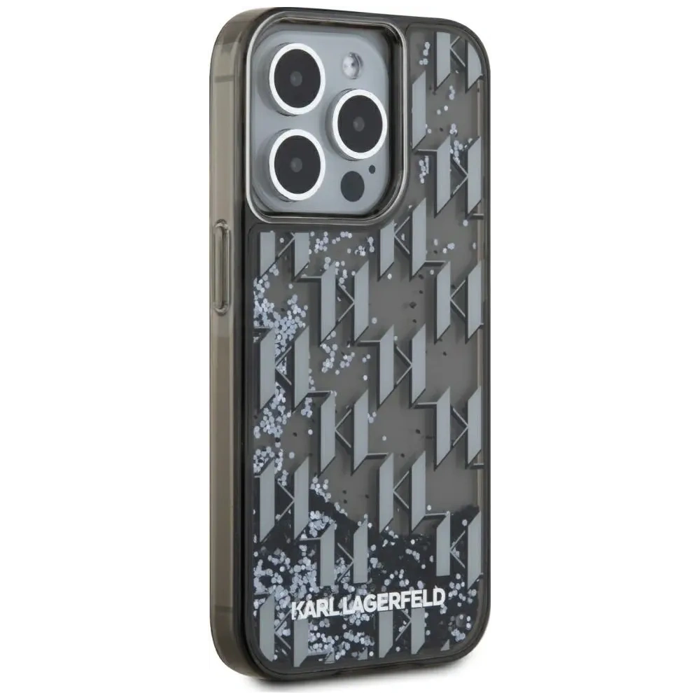Etui Karl Lagerfeld Liquide Glitter Monogram Gradient do Apple iPhone 15 Pro Max czarny