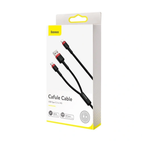 Kup Kabel USB / USB Typ C - Lightning Baseus Cafule PD 18W 2,4A 480 Mbps 1,2m (černo-červený) - BSU1503BLKRED - {ean13} - Sklep Home Screen