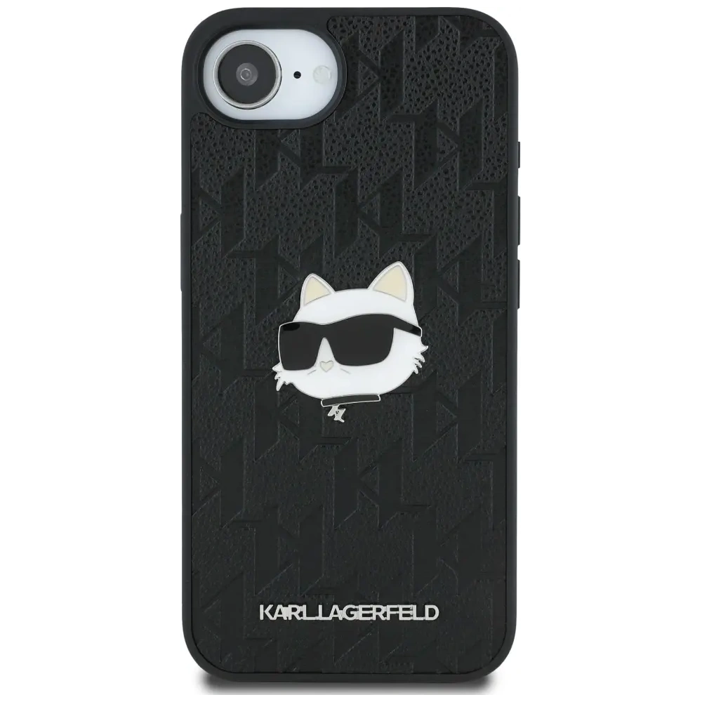 Etui Karl Lagerfeld Monogram Choupette Head Pin do Apple iPhone 16e czarny