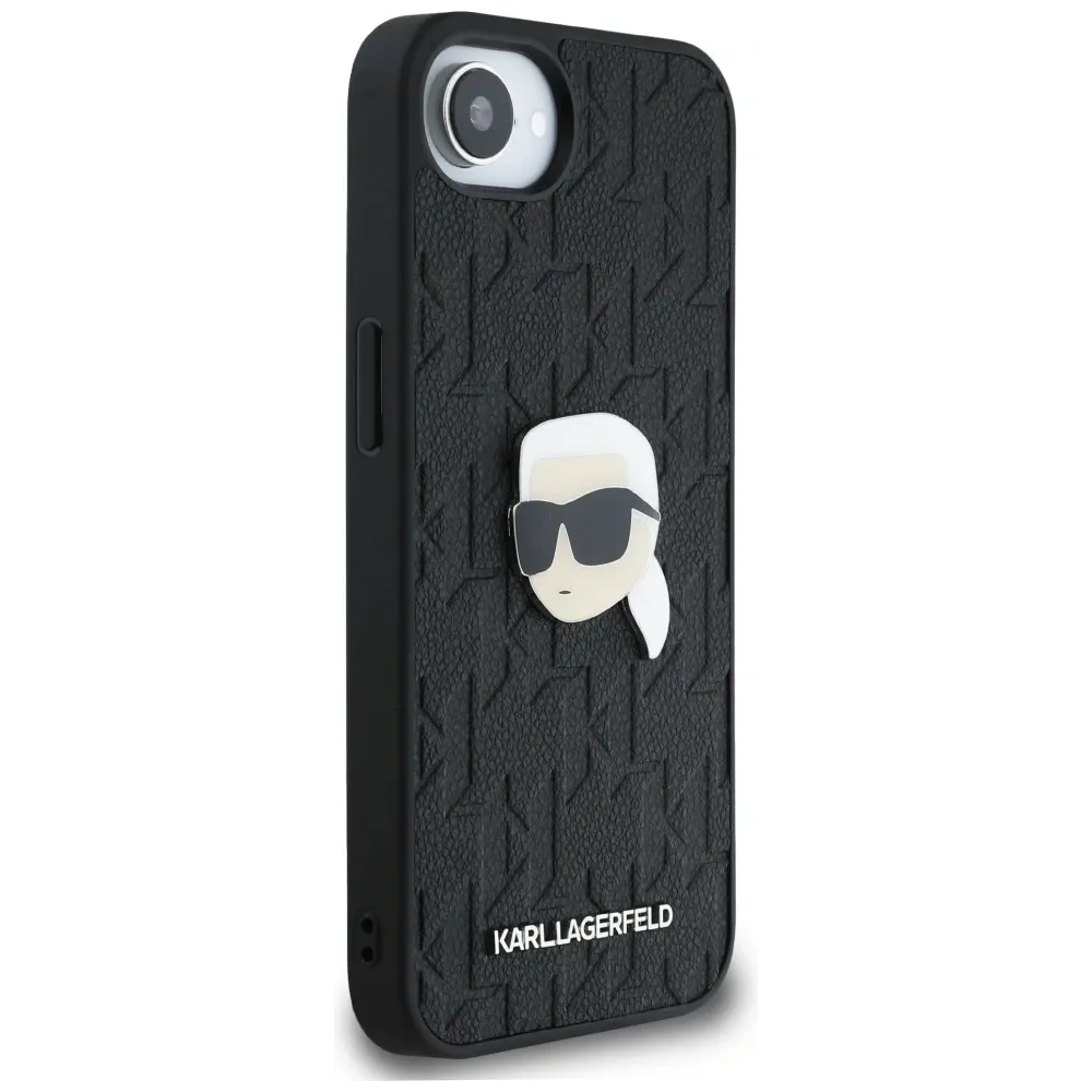 Etui Karl Lagerfeld Monogram Karl Head Pin do Apple iPhone 16e czarny