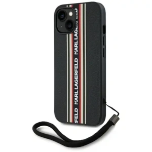 Buy Karl Lagerfeld Saffiano Athleisure Stripes Cord Apple iPhone 15 black-red - KLD22025 - {ean13} - Home Screen Store Europe