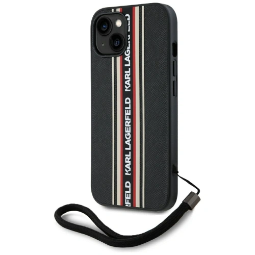 Kup Karl Lagerfeld Saffiano Athleisure Dungi Cord Apple iPhone 15 negru-roșu - KLD22025 - {ean13} - Sklep Home Screen