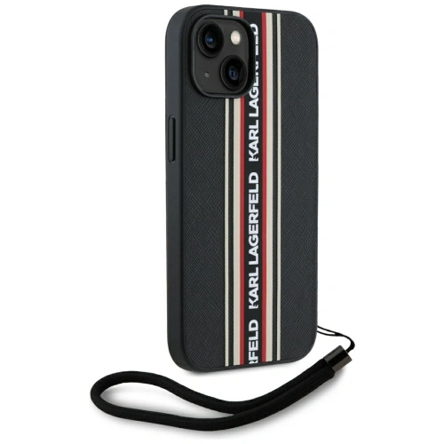 Kup Karl Lagerfeld Saffiano Athleisure Dungi Cord Apple iPhone 15 negru-roșu - KLD22025 - {ean13} - Sklep Home Screen