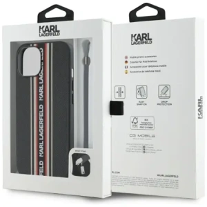 Buy Karl Lagerfeld Saffiano Athleisure Stripes Cord Apple iPhone 15 black-red - KLD22025 - {ean13} - Home Screen Store Europe