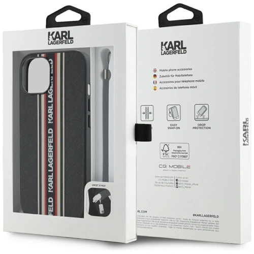 Kup Karl Lagerfeld Saffiano Athleisure Csíkos Kábel Apple iPhone 15 fekete-piros - KLD22025 - {ean13} - Sklep Home Screen