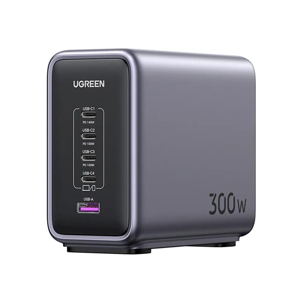 Ładowarka sieciowa UGREEN CD333 Nexode, USB + 4x USB-C, GaN, 300W + kabel USB-C 240W (czarny)
