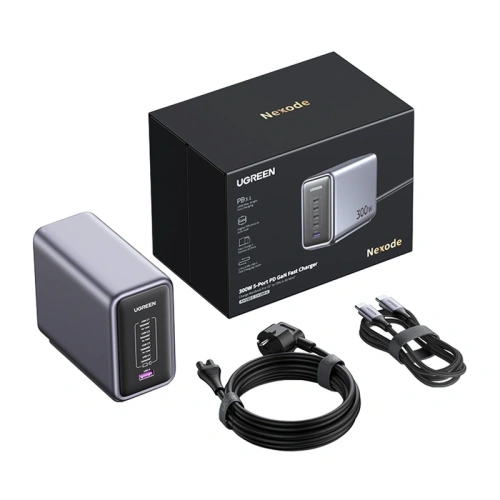 Kup UGREEN CD333 Nexode napájecí adaptér, USB-A. 4xUSB-C, GaN, 300W + USB-C kabel 240W (černý) - UGR5627 - {ean13} - Sklep Home Screen