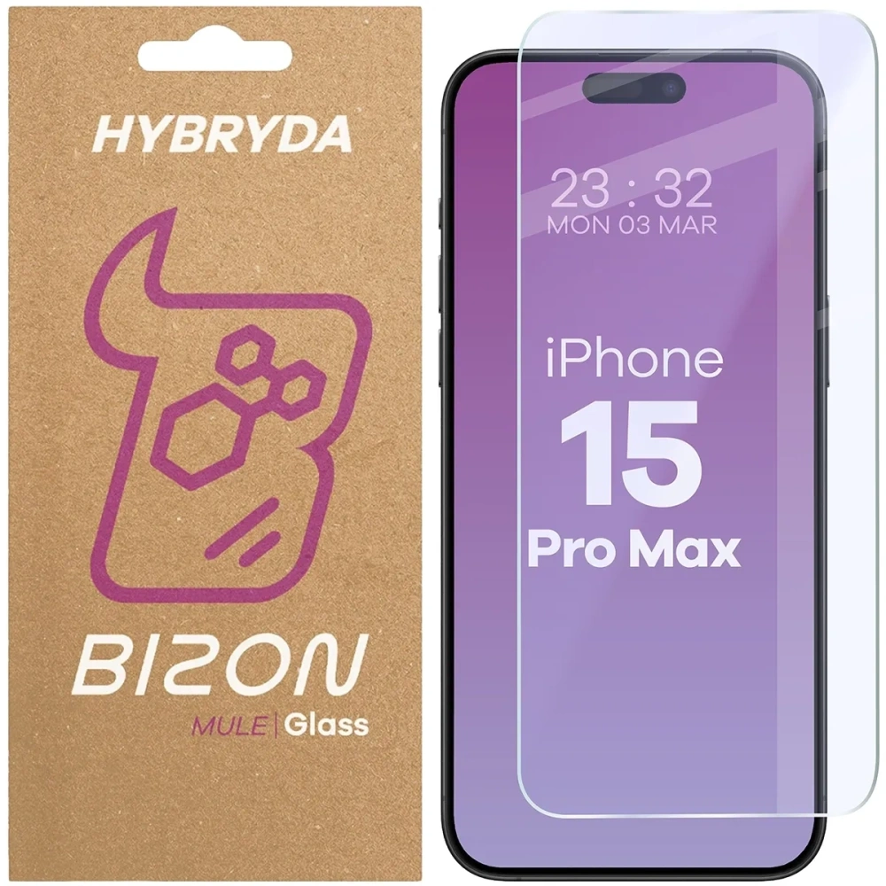 Elastyczne szkło hybrydowe Bizon Glass Mule do Apple iPhone 15 Pro Max